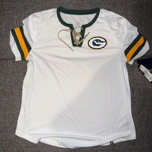 Fanatics White Jersey with Green and Yellow Accents